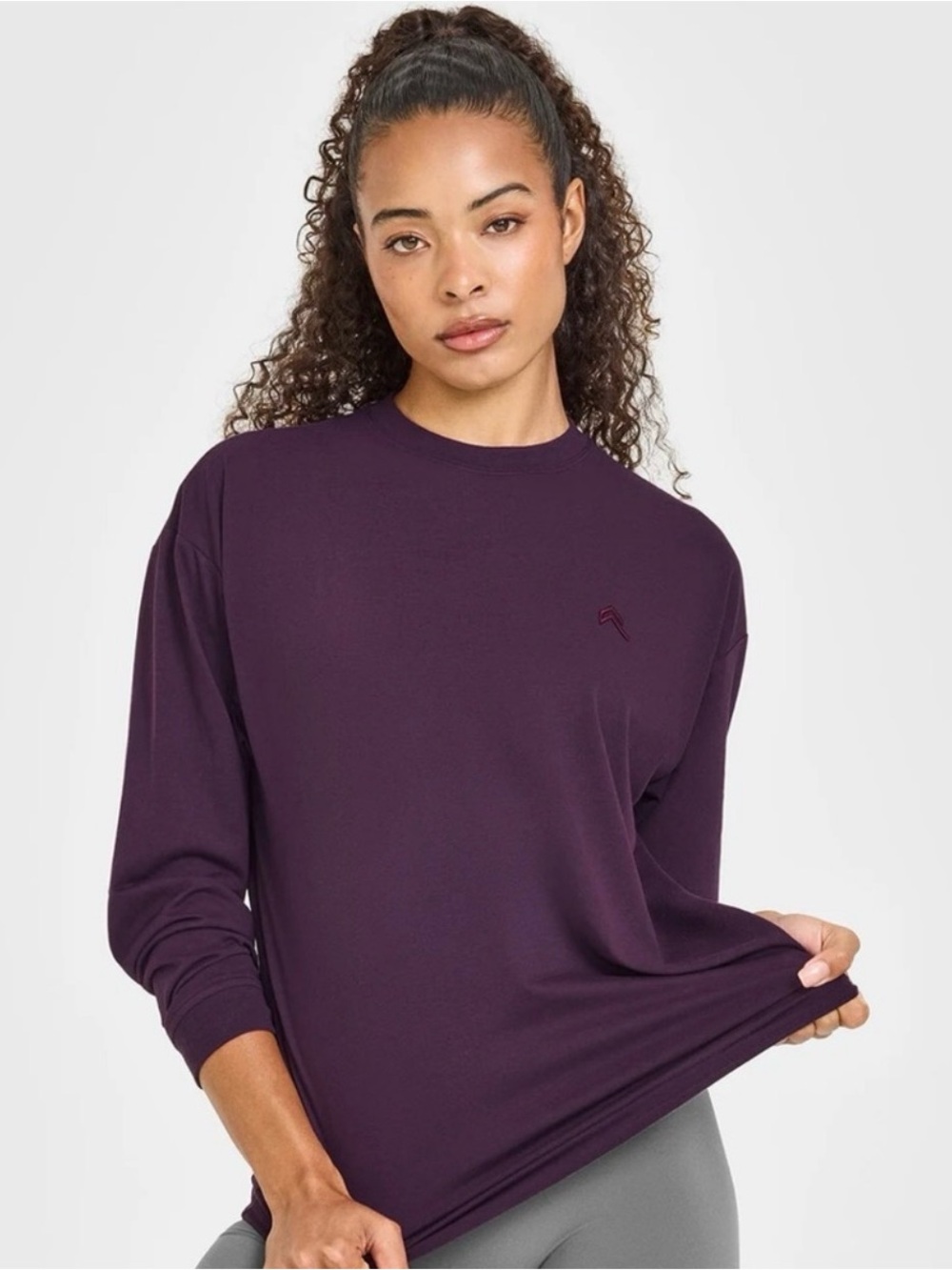 Oner Active Long Sleeve Crewneck Top in Deep Plum